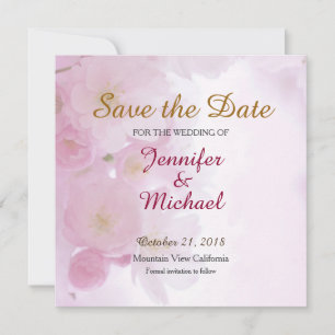 Save the Date Bruiloft Roze Bloemen Matte Elegant