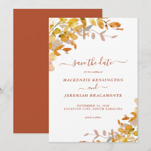 Save The Date Brûlé Orange automne part mariage Enregistrer la d