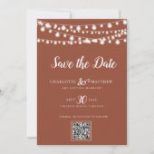 Save The Date Brûlé Orange String Lights Script moderne Enregist (Devant)