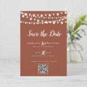 Save The Date Brûlé Orange String Lights Script moderne Enregist (Debout devant)