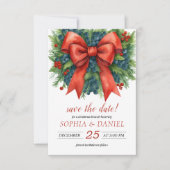 Save The Date Brunch de Noël aquarelle Ruban Rouge (Devant)