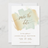 Save The Date Brush vert et jaune, Mariage minimal (Devant)