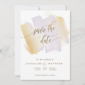 Save The Date Brush violet et jaune, Mariage minimal (Devant)