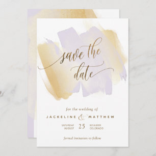 Save The Date Brush violet et jaune, Mariage minimal