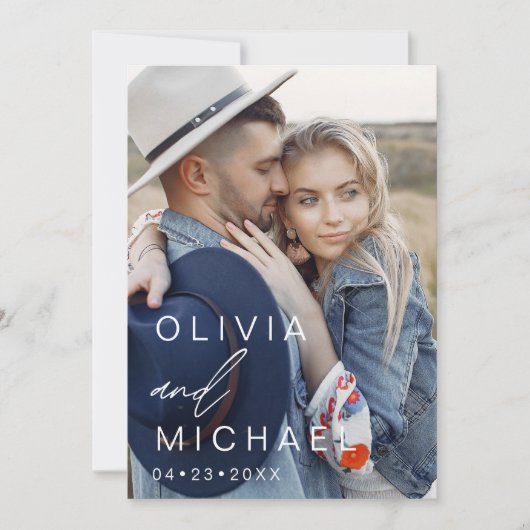 Save The Date Budget Boho Typographie Enregistrer la photo Date (Devant)