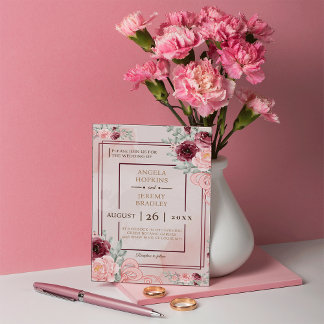 Save The Date Budget Bourgogne or & Blush rose Mariage floral