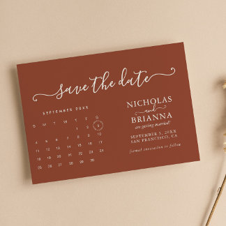 Save The Date Budget Calendrier minimaliste en terre cuite moder