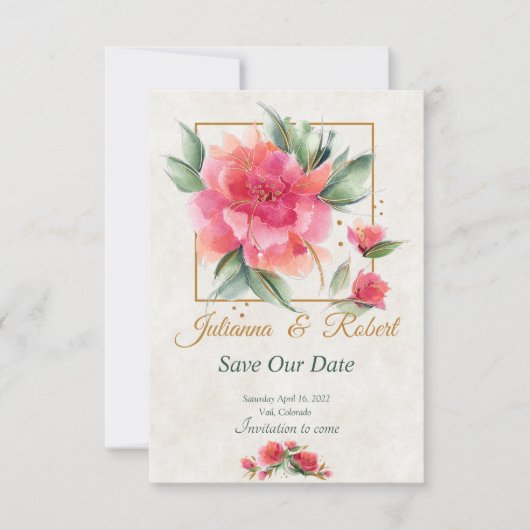 Save The Date budget de jardin de roses charmant (Devant)