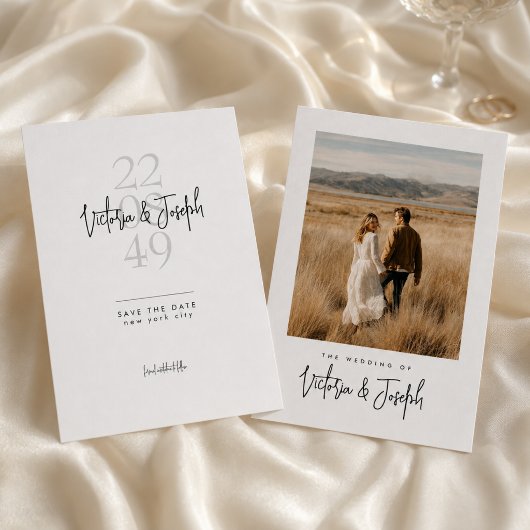 Save The Date Budget de mariage photo de script de calligraphie 