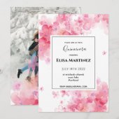 Save The Date budget mariage rose floral romantique quinceanera  (Devant / Derrière)
