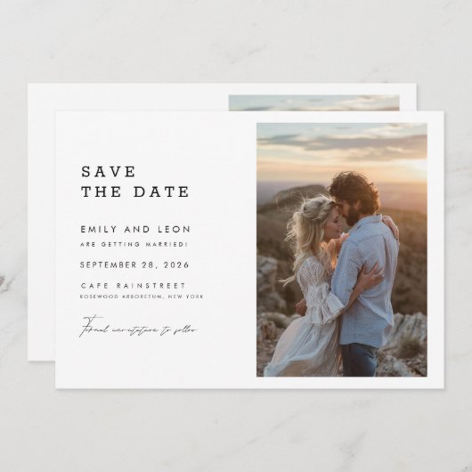 Save The Date Budget Modern Boho Qr Code Photo Wedding (Devant / Derrière)