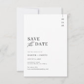 Save The Date Budget moderne Mariage de script noir et blanc (Devant)