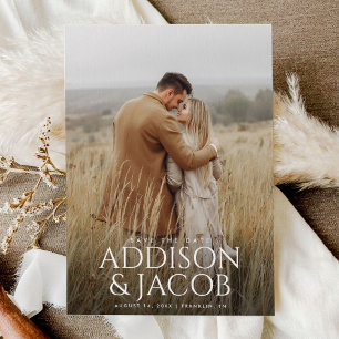 Save The Date Budget Moderne Simple Type Noms Photo Mariage