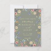 Save The Date Budget Russe Fleur sauvage Sage Mariage photo (Devant)