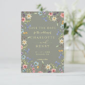 Save The Date Budget Russe Fleur sauvage Sage Mariage photo (Debout devant)