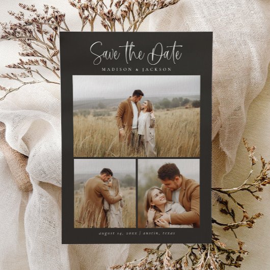 Save The Date Budget Simple Calligraphie Script Moderne Quatre P