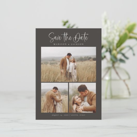 Save The Date Budget Simple Calligraphie Script Moderne Quatre P (Debout devant)