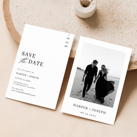 Save The Date Budget Simple Élégant Mariage Photo Enregistrer La