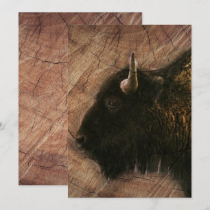 Save The Date Buffalo de bison de bois