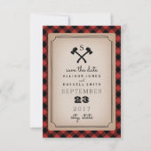 Save The Date Buffalo Plaid Monogramme Ax Enregistrer La Date (Devant)