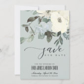 SAVE THE DATE BUNCH FLORAL EN AQUA BLANC EN IVOIRE GRISE (Devant)