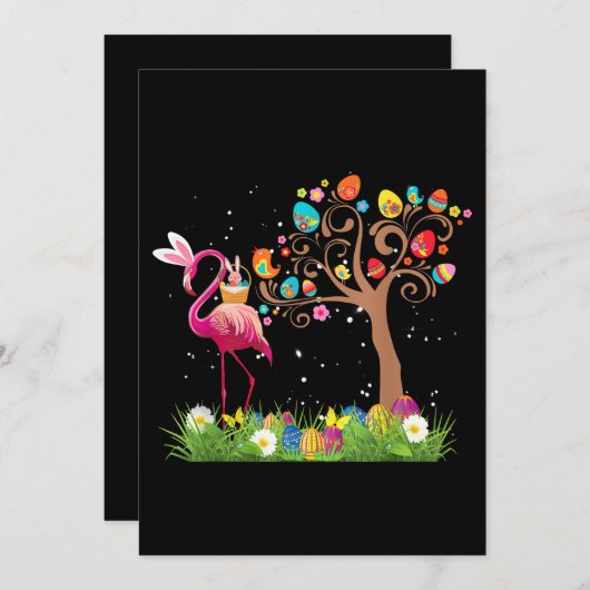Save The Date Bunny Flamingo Easter | Cute Flamingo Lovers (Devant / Derrière)