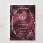 Save The Date Burgundy Argent Floral Géométrique Enregistrer la (Devant)