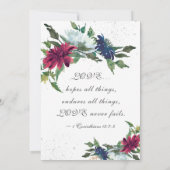 Save The Date Burgundy Blanc Bleu Élégant Mariage Floral (Dos)