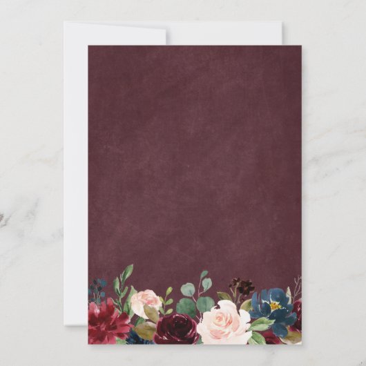 Save The Date Burgundy Blush Floral Beau Mariage de dentelle bla (Dos)