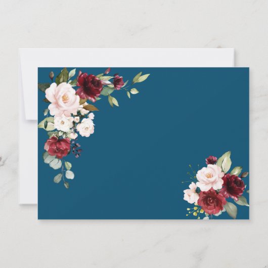 Save The Date Burgundy Blush Floral Parties scintillant d'or Ma (Dos)