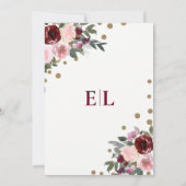 Save The Date Burgundy Blush Gold Floral Mariage Enregistrer T (Dos)