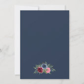 Save The Date Burgundy Blush Rose Navy Blue Floral Mariage (Dos)