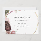 Save The Date Burgundy Boho Floral Horizontal Enregistrer la dat (Devant)