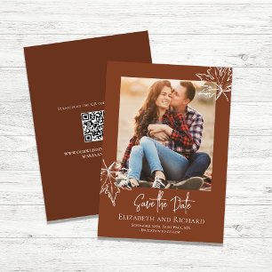 Save The Date Burgundy Feuille Script photo mariage Enregistrer 