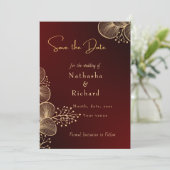Save The Date Burgundy & Glided Floral Elegant Wedding (Debout devant)