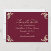 Save The Date Burgundy Gold Baroque Wedding (Devant)