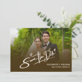 Save The Date Burgundy & Ivory Photo QR Code Elegant Wedding (Debout devant)