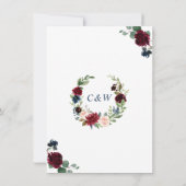 Save The Date Burgundy Marine Bleu Aquarelle Bleu Mariage Floral (Dos)