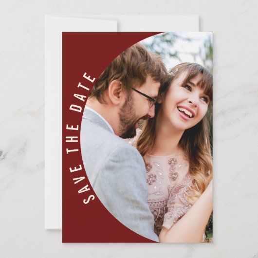 Save The Date Burgundy Maroon Photo Elégant Mariage de automne F (Devant)