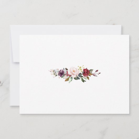 Save The Date Burgundy Marsala Floral Antlers Enregistrer La Dat (Dos)