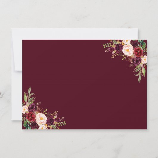 Save The Date Burgundy Marsala Floral Antlers Enregistrer La Dat (Dos)
