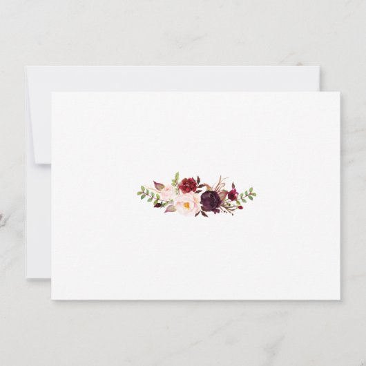 Save The Date Burgundy Marsala Floral Cerfs Mariage (Dos)
