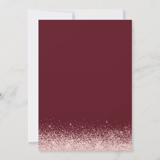 Save The Date Burgundy Moderne Confetti Rose Gold (Dos)