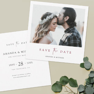 Save The Date Burgundy moderne Script photo mariage Enregistrer