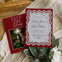 Burgundy nappe en dentelle blanche Mariage Photo a