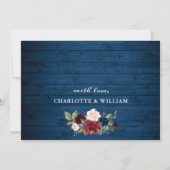 Save The Date Burgundy Navy Blue Blush PHOTO Floral Mariage (Dos)