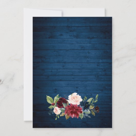 Save The Date Burgundy Navy Blue Blush Rustic Floral Mariage (Dos)