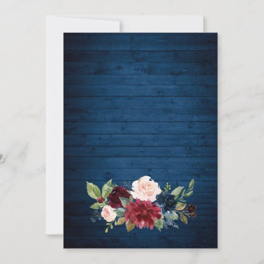 Save The Date Burgundy Navy Blue Blush Rustic Floral Mariage (Dos)