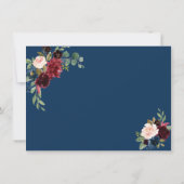 Save The Date Burgundy Navy Blue Floral Frame Enregistrer La Dat (Dos)