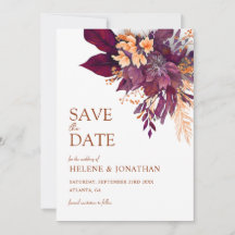 Burgundy Orange Terracotta Floral Mariage élégant